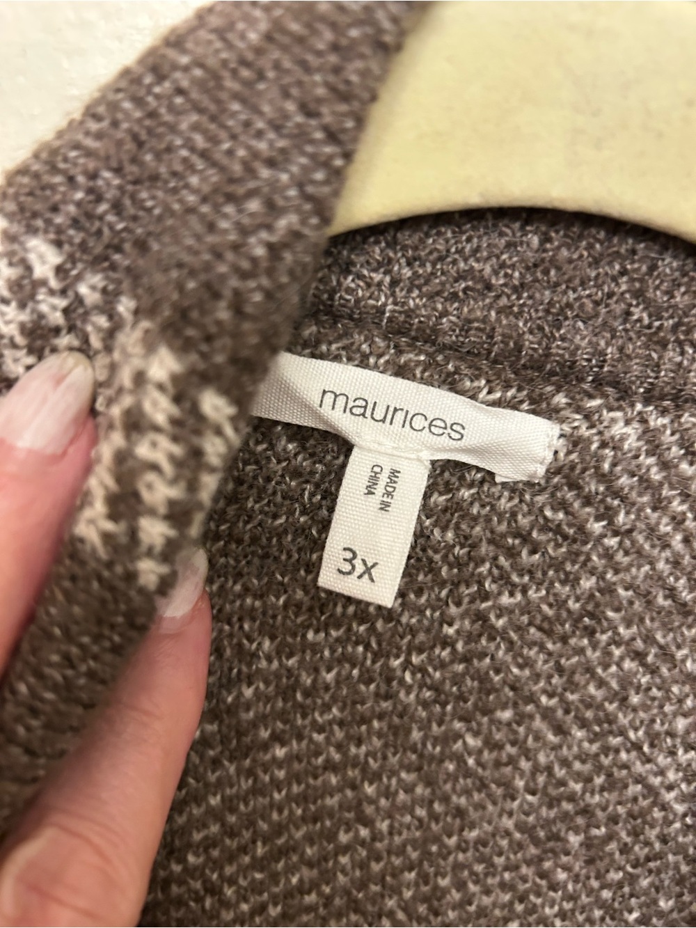 Maurices Brown and White Plaid Knit Sleeveless Cardigan Vest - Picture 5 of 7